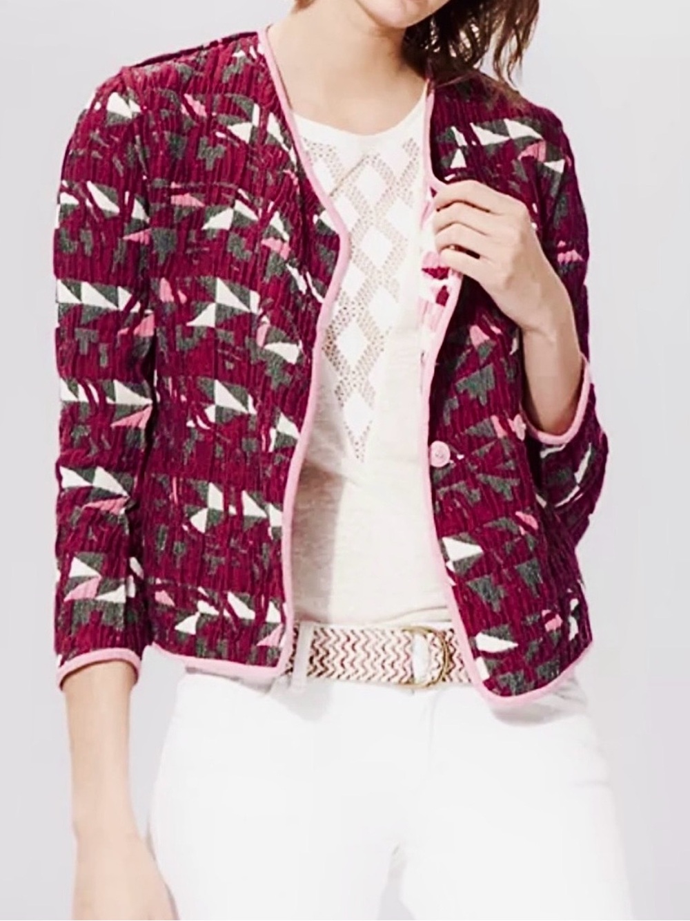 Maje Jacquard cotton blend jacket